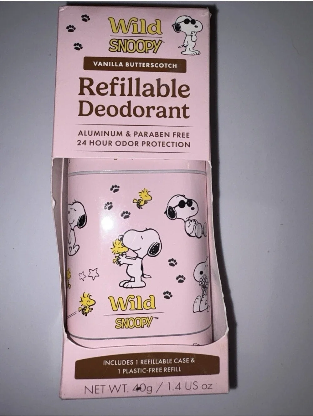 RARE Wild Deodorant Snoopy Pink Reusable Case